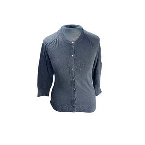 Ann Taylor Black Button-Down Cardigan Sweater S Cotton/Modal Blend Womens Lightw